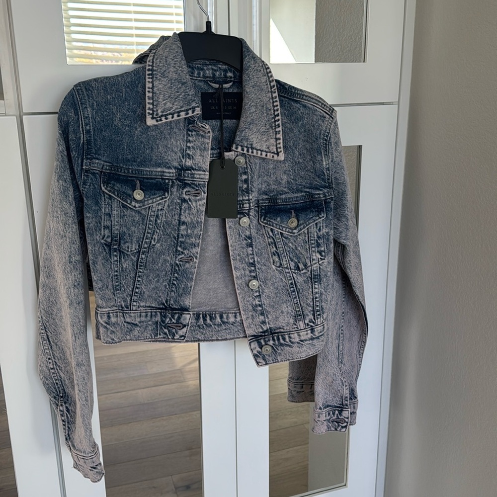 All Saints Cropped Denim Jacket - Picture 7 of 10